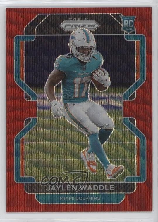 2021 Panini Prizm Rookie Red Wave Prizm /149 Jaylen Waddle #338 Rookie RC