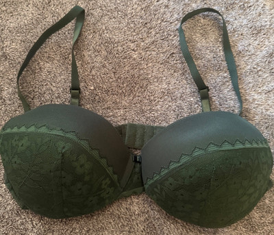 36C  Push Up Demi Bra - Hunter Green New lace overlay