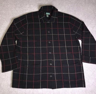 Vintage Lauren Ralph Lauren Sweater Womens 3XL Black Plaid Lambswool Cardigan