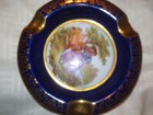 Limoges Veritable Porcelain Cobalt Blue Gold Fragonard Courting Couple Ash Tray — photo 1