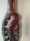 Wahaika Maori Patu New Zealand Club  Wood Hand Carved Abalone Inlaid Weapon — photo 7