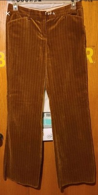 Express Womens Studio Editor Stretch Velour Stripe Pinstripe Size 8 Brown Cotton