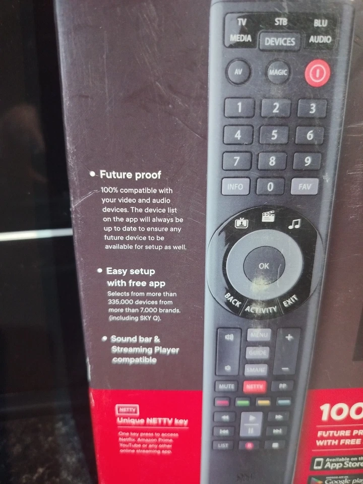 One For All  Smart Universal Remote Control - 5 Devices URC7955. Brand New.  - Image 3 of 4