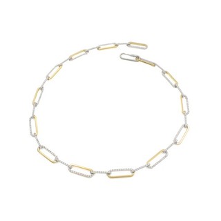 18 Karat Gold zweifarbig 1 87 kt Diamant Büroklammer Kette 16 25 Zoll Halskette #J72926 1