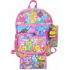 Large Backpack - Care Bears 5pc Set w/Lunch Bag Pencil Case 16"