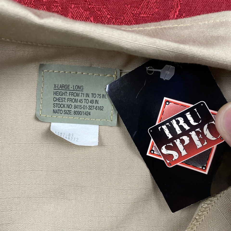 Tru Spec Military BDU Utility Pocket Button Jacket Mens XL Long Beige Chore Coat - Image 3 of 4