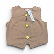 Rio-Raw Women s Beige Solid V-Neck Sleeveless...