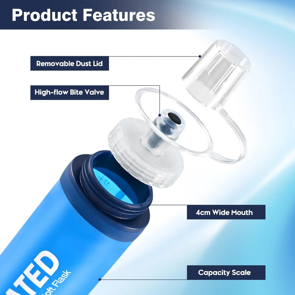 500ml Faltbare Trinkflasche Set von 2, Faltbare Wasserflasche TPU Soft Flask,... - Bild 2 von 4