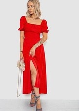women ager dress red polyester 36