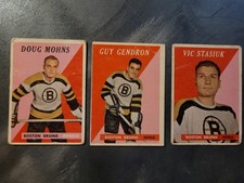 1958-59 Topps Boston Bruins Lot of 3 -  Vic Stasiuk, Doug Mohns and  Guy Gendron