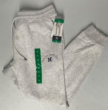 NEW HURLEY Men's Fleece Jogger Pants Sweatpants WHITE Slim Fit XL Coastal Dunes