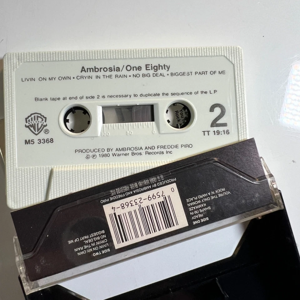 Ambrosia – One Eighty Cassette Tape 1980 Warner Bros M5 3368 Soft Rock Foto 2 de 2