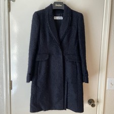 Authentic Christian Dior Navy Wool Tweed Coat 42 4 6 Small Excellent Condition