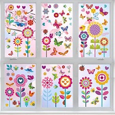 109 PCS Spring Window Stickers, 9 Sheets Spring Window Decoration Butterfly