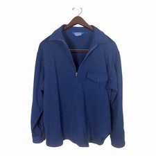 Vintage Pendleton 100 Virgin Wool Quarter Zip Pullover Shirt Navy Blue L USA