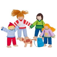 Goki Biegepuppen Camping Familie Puppenstube Puppenspiel Holzbiegepuppe 6 Teile