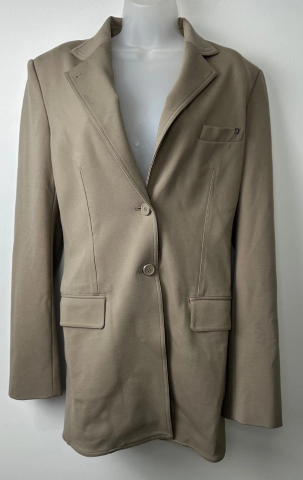 NUEVO Blazer Ponte Helmut Lang Cintura Para Mujer 6 Taupe $695 Dos Botones Diseñador Foto 3 de 4