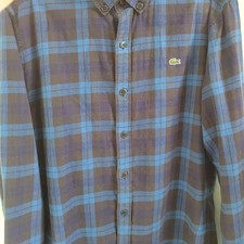 Lacoste Blue Check Long Sleeve Shirt - Size M