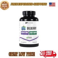 Bilberry Extract Capsules 5000mg | 200 Count | Supports Eye Health