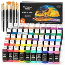 Shuttle Art Acrylic Paint 50 Colors Acrylic Paint Set 2oz/60ml Bottles Rich P...
