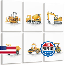 Truck Vehicle Wall Art Decor Set of 6 Boys Construction Wall Decor Kids Toddler