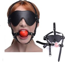 Silicone Ball Gag Open Mouth Gag Headwear BDSM Bondage Blindfold Harness Rest...