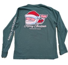 Vineyard Vines Santa Whale Long Sleeve Green Christmas Tee Size Youth M 12-14