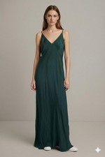 Vince Emerald Green Silk-Like Maxi Dress V-Neck Sleeveless Size S/P