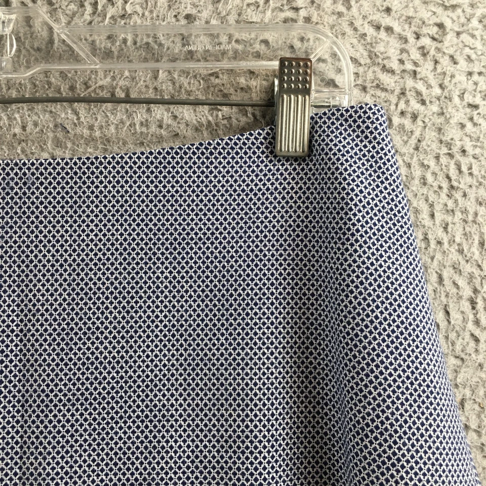 Tommy Hilfiger Falda Mujer 8 Azul Blanco Línea A Estampado Geométrico Cremallera Trasera Tweed Foto 4 de 4