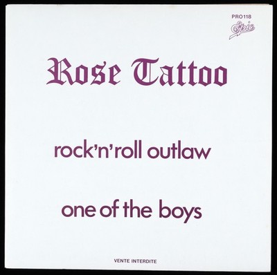 ROSE TATTOO - Rock 'N' Roll Outlaw - 1981 France SP 45 Tours Promo