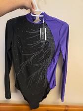 Womens purple and black leotard with rhinstones