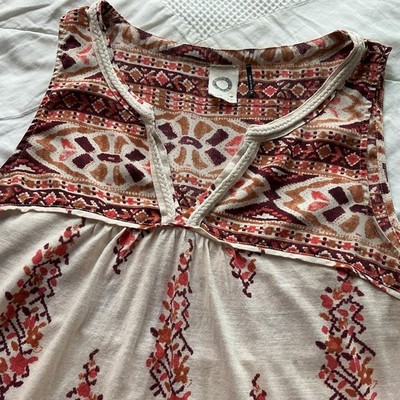 Akemi + Kin Anthropologie Raina Light Tank Top Sz M Peasant Ikat Tribal Boho 
