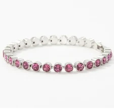 💎Touchstone Crystal Bracelet Mini Dark Rose 7 1/4” Rhodium New Condition