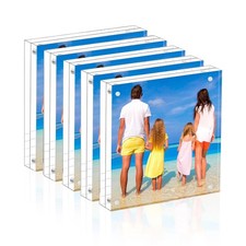 Acrylic 5x5 Picture Frame 5 Pack Clear Sided Desk Photo Frame Magnetic Frame ...