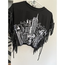 Goth Womens Teens Fringe Top L Whimsi Goth Witchy Boho Festival