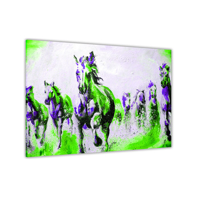 Pferde Ölgemälde grün Leinwand Wandbild Bild Druck