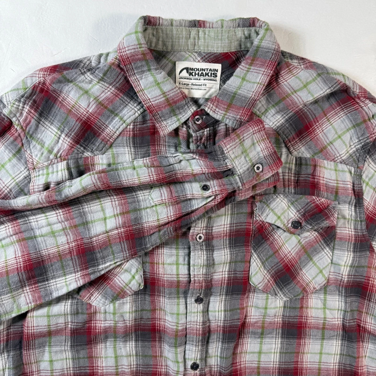 Mountain Khakis Mens XL Plaid Flannel Shirt Relaxed Fit Red Green 100% Cotton