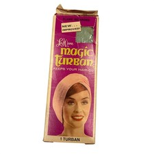 Vintage LuWane Magic Turban Green Hair Wrap Sleep Cap Retro Beauty Accessory Box
