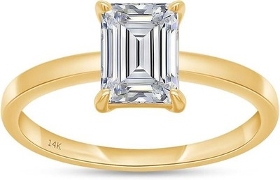 3.5 Ct Emearald Cut Diamond Solitaire Engagement Ring 14k Yellow Gold Lab Grown