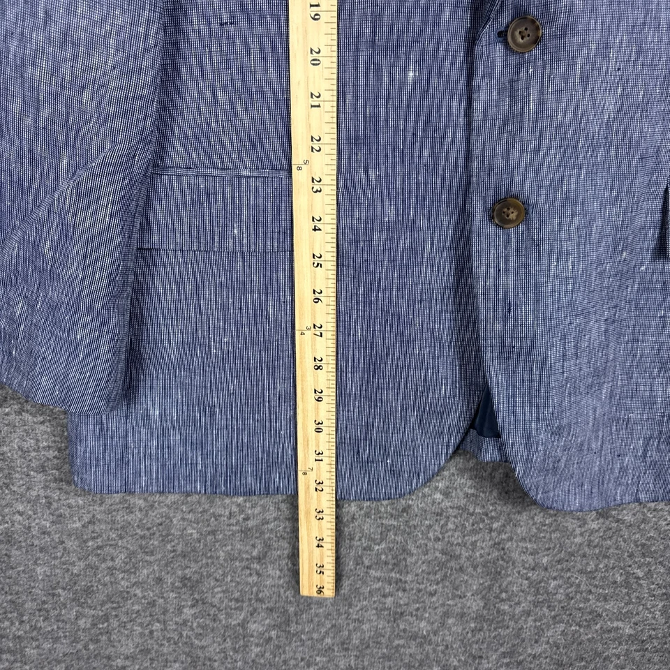 J Crew Thompson Blazer Mens 46R Blue Heather 100% Linen Sport Coat Jacket - Image 3 of 4