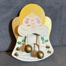 Angel NCE WOOD Hand Painted Christmas CHIME HARP Magnetic/Wall Hanging MCM 1989