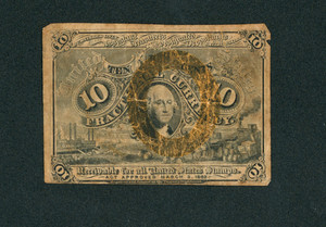 10¢  Second Issue Fractional Currency ** PAPER CURRENCY AUCTIONS ((TEARS))