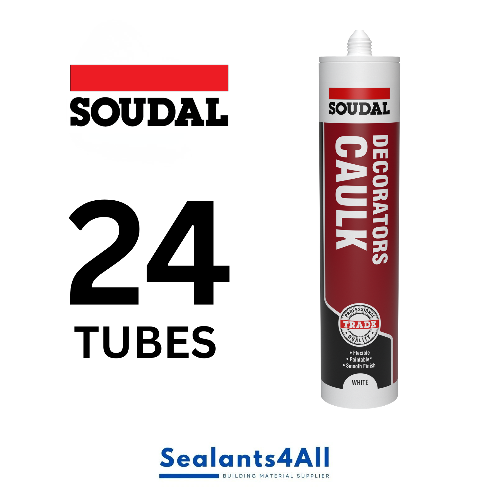 Decorators Caulk x4 Soudal Chalk Sealant PACK OF 4 Paintable Flexible Fast Dry - Image 15
