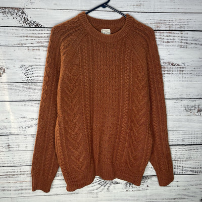 Cable Knit Sweater J Crew Merino Wool J Crew Rugged Merino Wool Blend Knit  Cable Fisherman Sweater Burnt Orange Medium