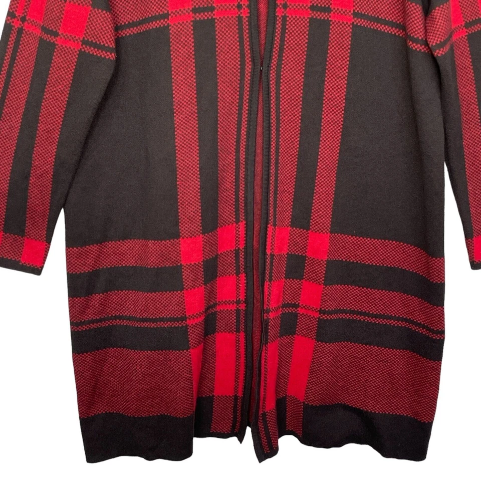 Cárdigan suéter Kasper estampado a cuadros jacquard para mujer talla XL rojo cierre de hebilla Foto 4 de 4