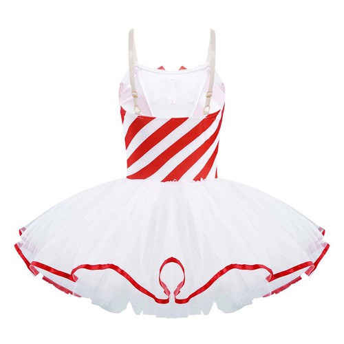 Girls Christmas Dance Costume Sleeveless Jagged Pompoms Tulle Skirt Jumpsuit - Picture 34 of 65