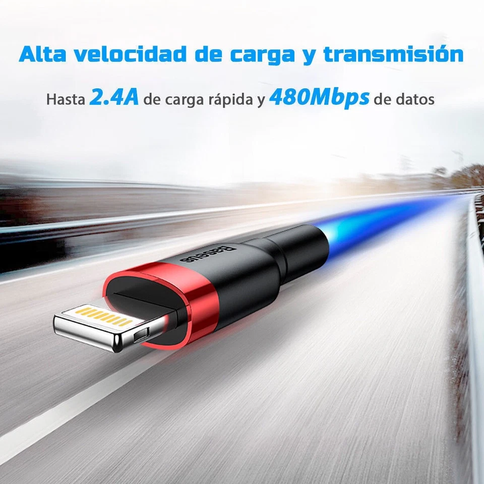 Baseus Cafule USB Cable 2.4A Data Charging For iPhone14 13 12 11 Pro X Xs 8 - Image 2 of 4