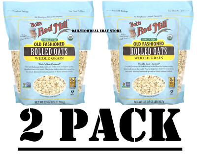 2 PACK - Bob's Red Mill Organic Old Fashioned Rolled Oats 32 oz Each