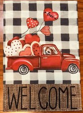 Valentines Valentine  s Vintage Truck Garden Flag 12 18 In Double Sided Welcome