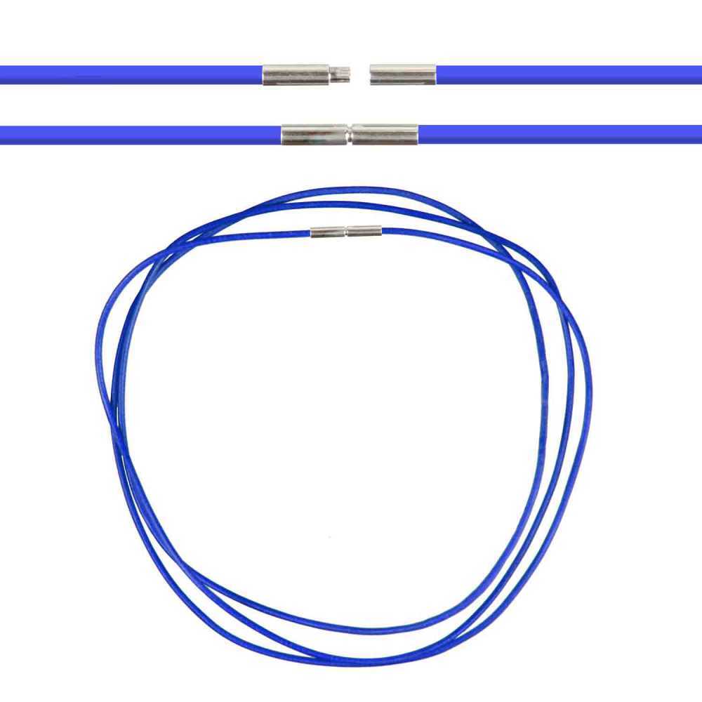 Cordon cuir de chevreau bleu marine 58 cm avec fermoir baïonnette cadeau idéal